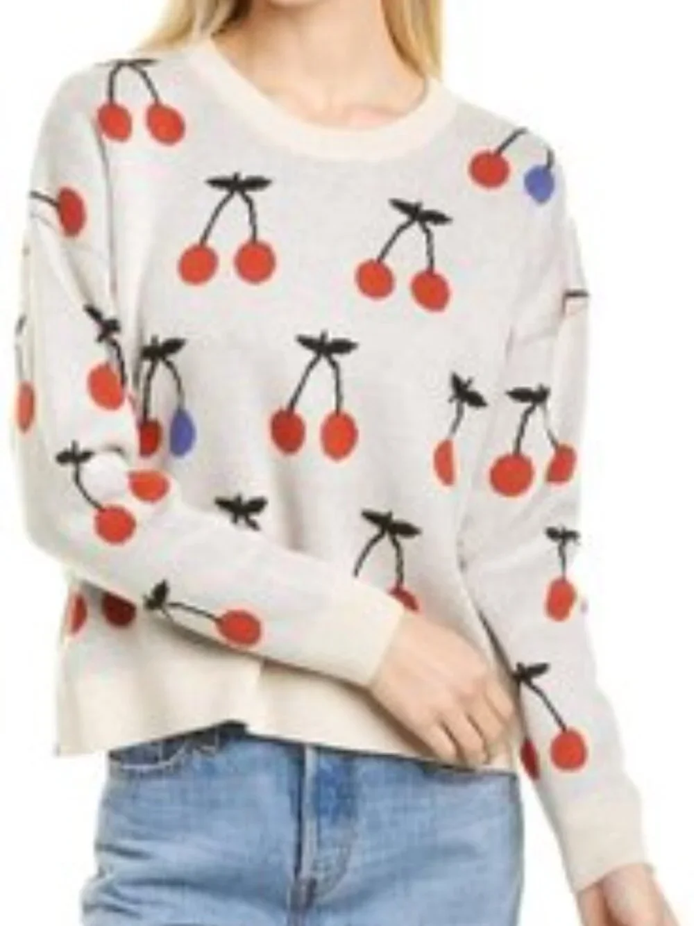 NEW Madewell Womens Cherry Print Jacquard Pullover Sweater M NWT - Picture 9 of 9